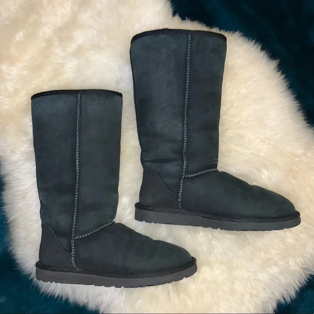 UGG Tall Classic Black Suede Winter Boots